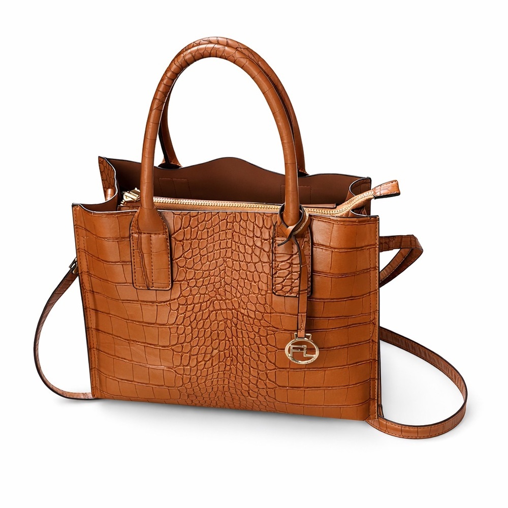 Frank Lyman Croc Embossed Tote Bag – Faux Leather Satchel